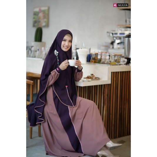 Set gamis AZALEA chocoa eggplant by AULIA fashion