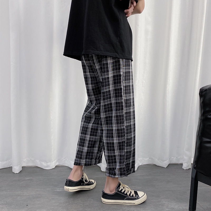 Celana Panjang Model Longgar Lebar Lurus Motif Kotak Kotak Celana Panjang Model Longgar Lebar Lurus Motif Kotak Kotak