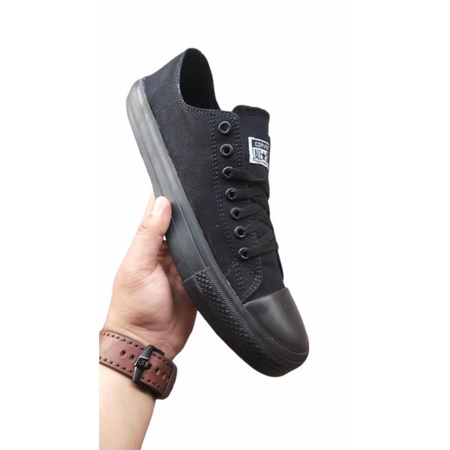 SEPATU PRIA UKURAN JUMBO BIG SIZE 45 46 CONVERSE FULL BLACK LOW KANVAS SNEAKERS SEKOLAH PRIA UKURAN 