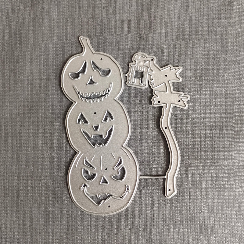Cetakan Stensil Cutting Dies Motif Labu Halloween Bahan Metal Untuk Scrapbook / Craft DIY