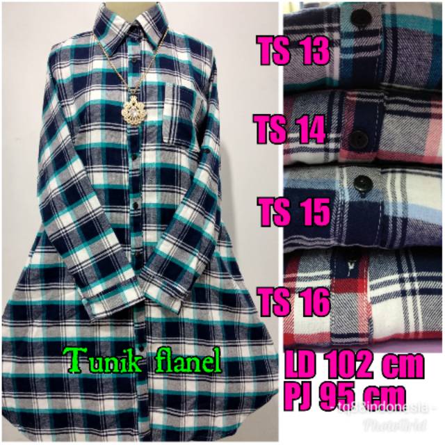 Tunik flanel/tunik/tunik kotak/hem tunik/tunik murah/kemeja tunik/hem kotak/tunik standart/tunik L