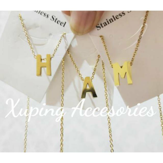  KALUNG  NAGITA SLAVINA KALUNG  NAGITA ALPHABET  HURUF ABJAD GOLD TITANIUM Shopee Indonesia