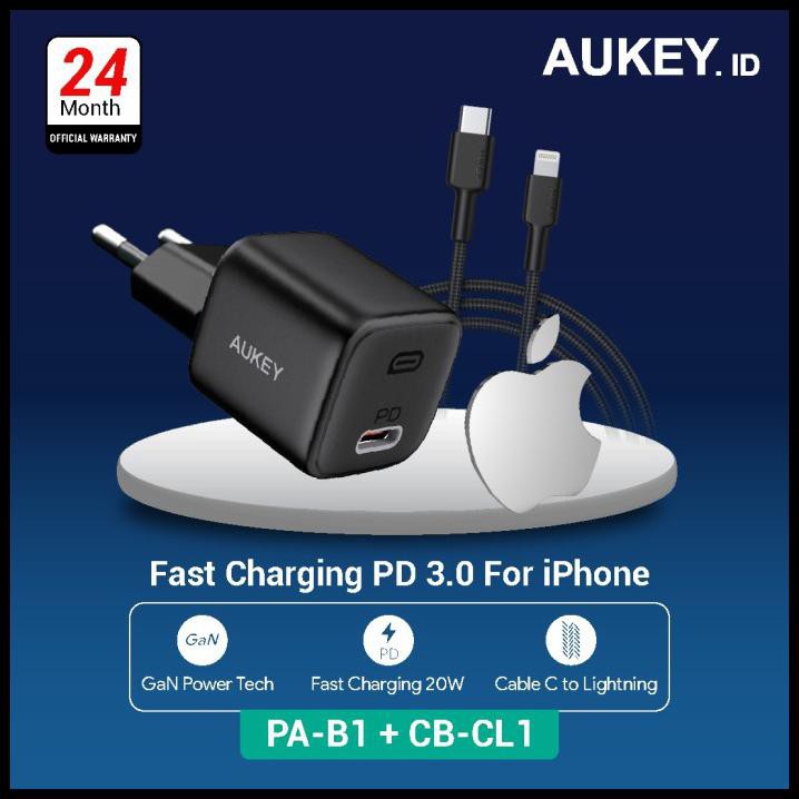 Charger Aukey Pa-B1 Black + Aukey Cable Cb-Cl1