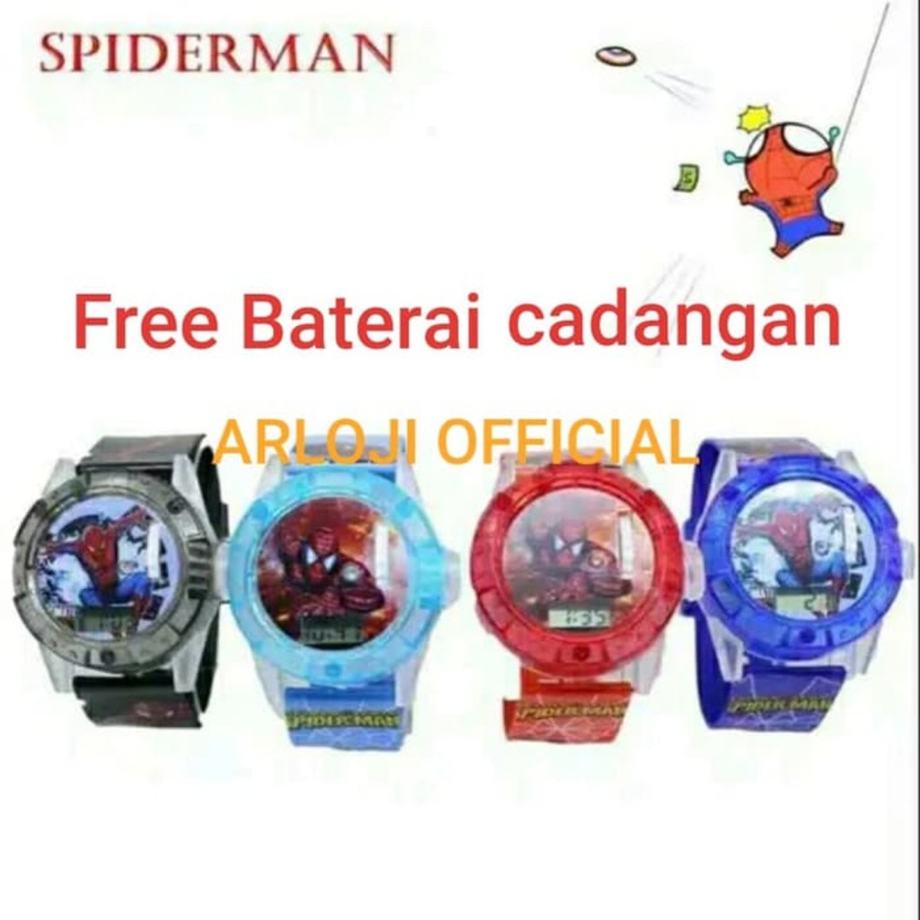 JAM TANGAN LED PROYEKTOR SPIDERMAN ANAK GROSIR TERMURAH