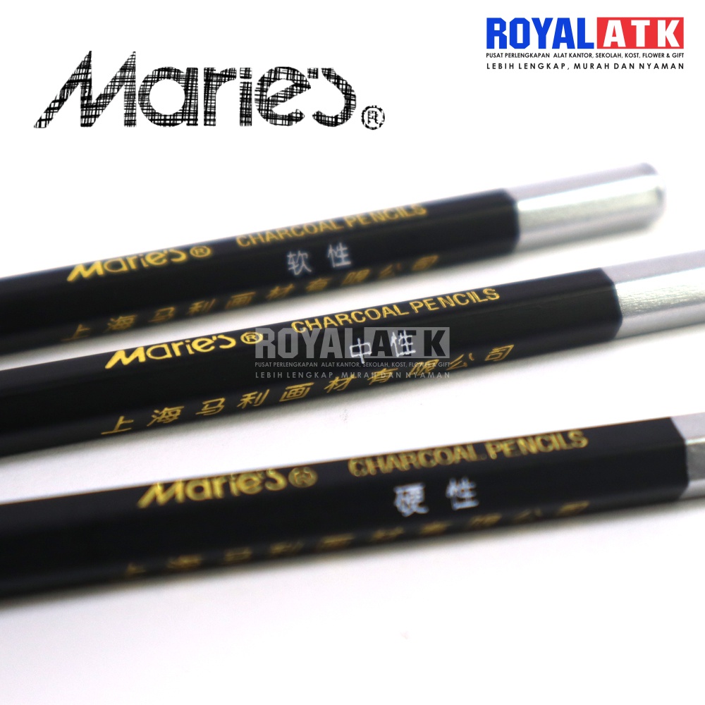 TERMURAH Maries Charcoal Sketch C7300 Pensil Sketsa Arang Satuan Drawing Pencil Pensil Arang