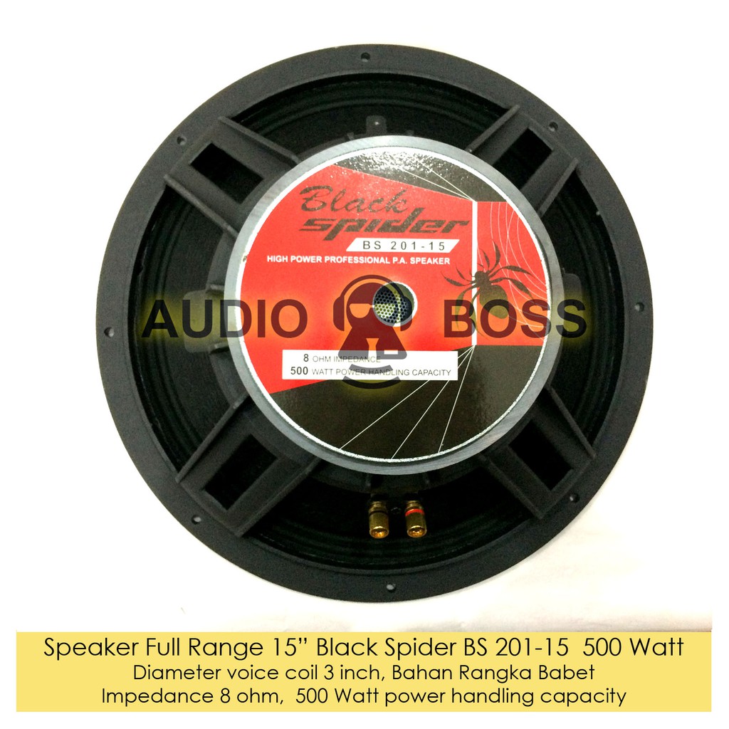 Speaker Full Range 15in 15 Inch 15 In Black Spider BS 201-15 500W 500 Watt BS 201 15