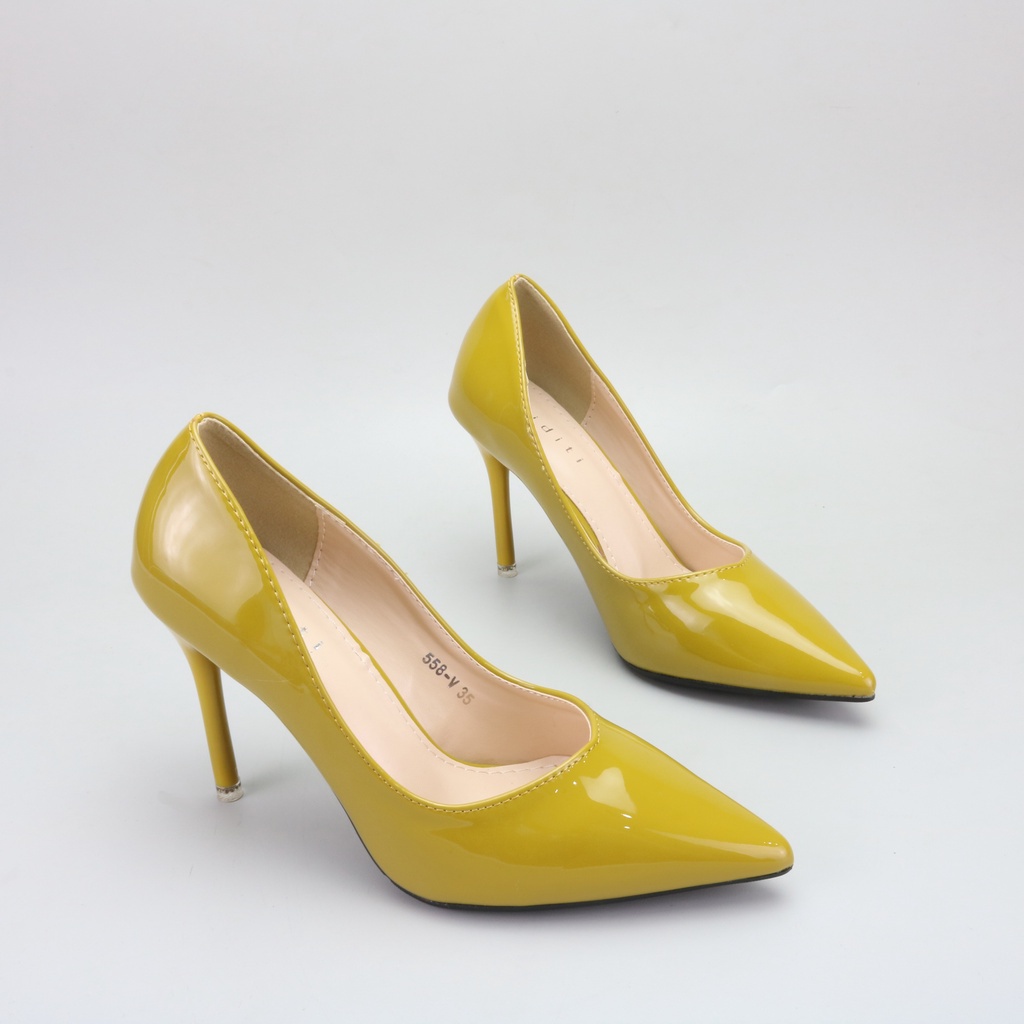 yellow closed toe heels