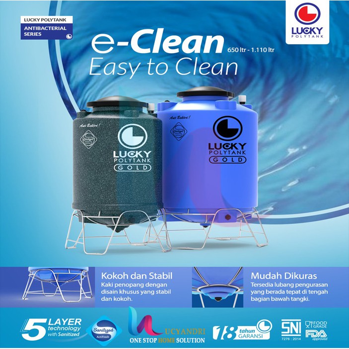 Tangki Air LUCKY POLYTANK E Clean 650 Liter KAKI Tandon Toren