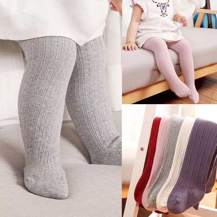 Legging Stocking Anak Polos Rajut Legging Bayi Murah Import - Pink S