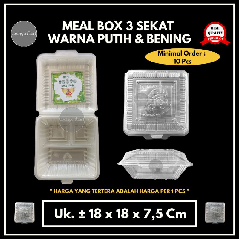 Mika nasi 3 sekat / mealbox bening sekat 3 / mika nasi microwave safe / mealbox 3 sekat / mika nasi 