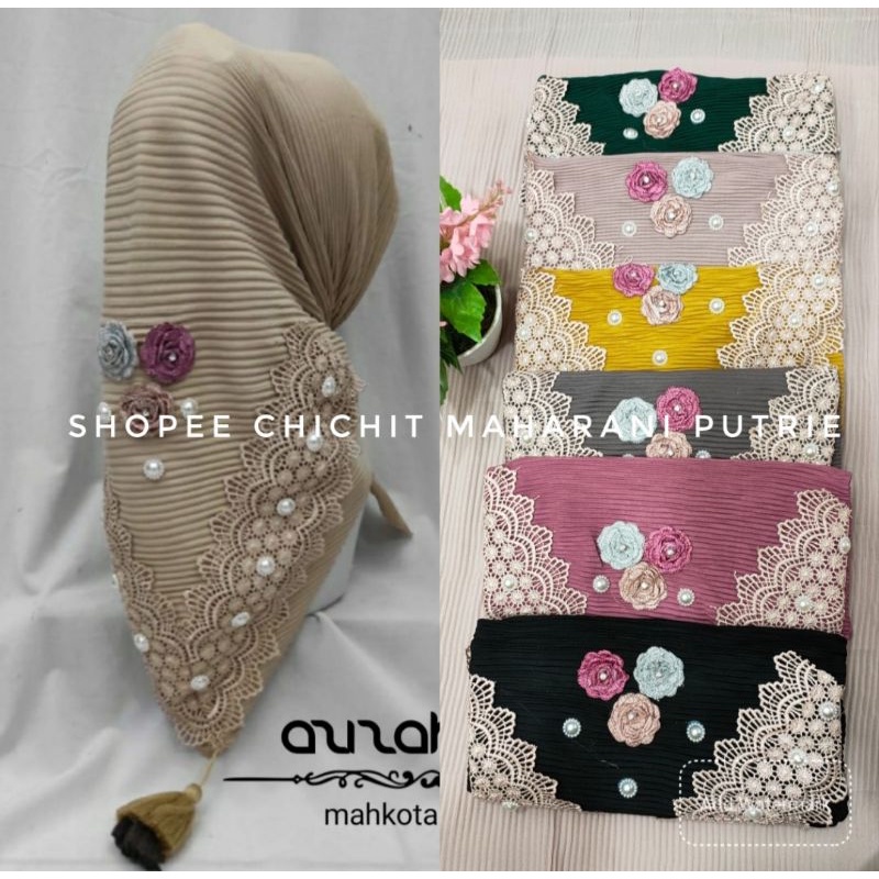 segi empat plisket renda bunga jambul/jilbab segi empat plisket jilbab segi empat plisket renda terb