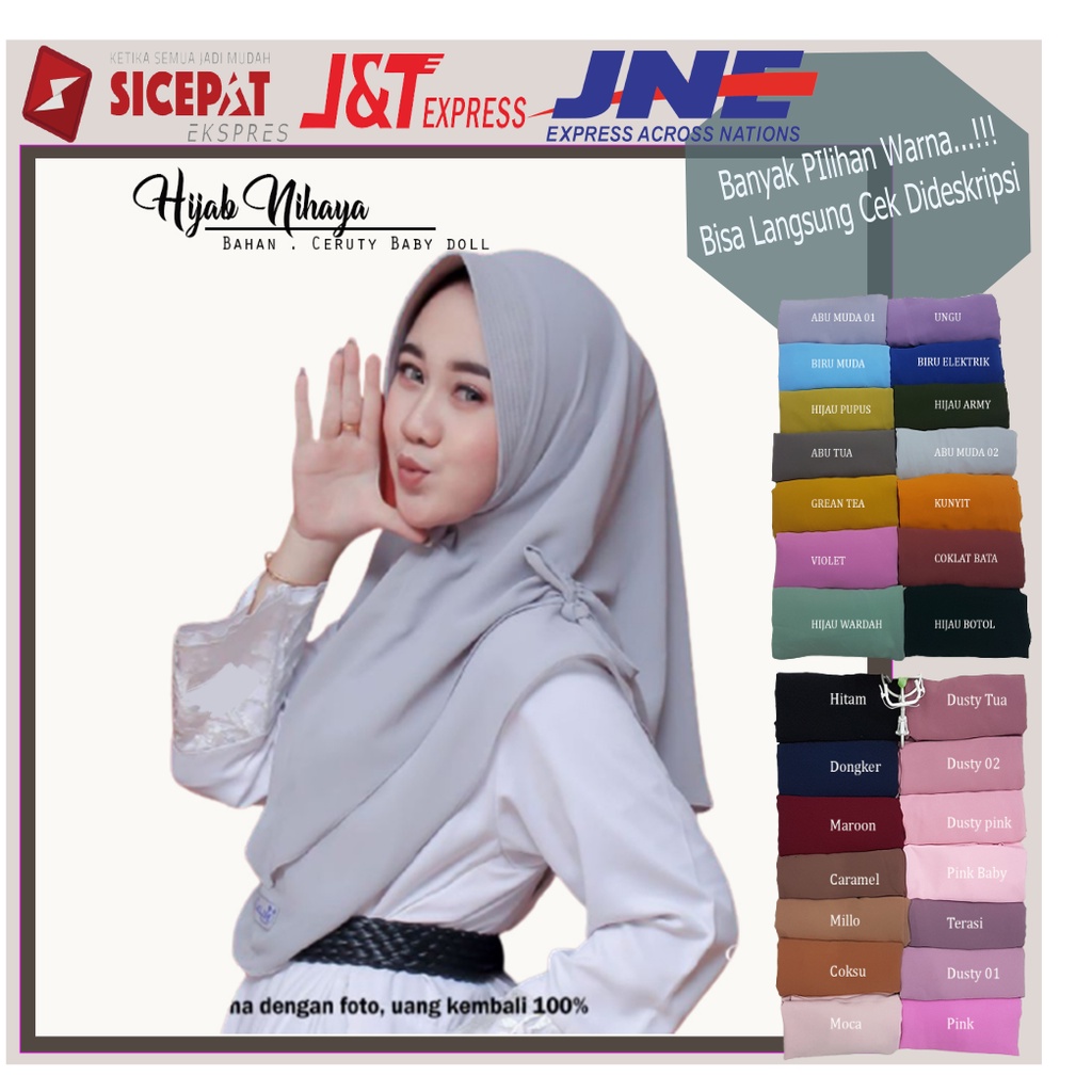 jilbab instan pasmina plisket bergo maryam hijab bella square fashion wanita KHIMAR NIHAYA Original