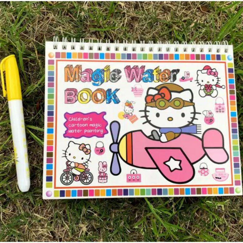 Magic Water Book Color Buku Mewarnai Menggambar Ajaib dengan Pena isi Ulang-Hello Kitty