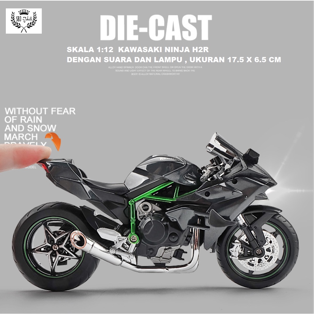 Diecast Super Bike Kawasaki Ninja H2R Skala 1:12 Diecast Sepeda Motor