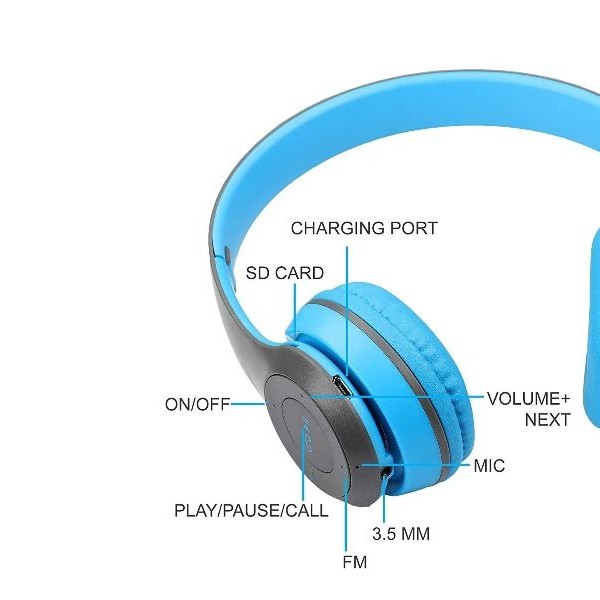 Headphone Bluetooth Wireless Sound Audio Stereo Murah Free kabel charge cable Aux p47