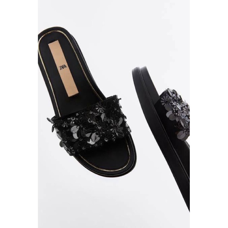 SANDAL WANITA FLAT PLATFORM SEQUINS ZS265 PREMIUM IMPORT