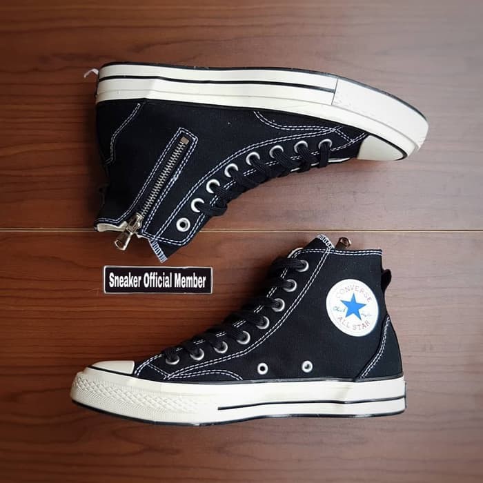 Sepatu RIRI Zipper x Converse Chuck Taylor 1970s 70s High Black White