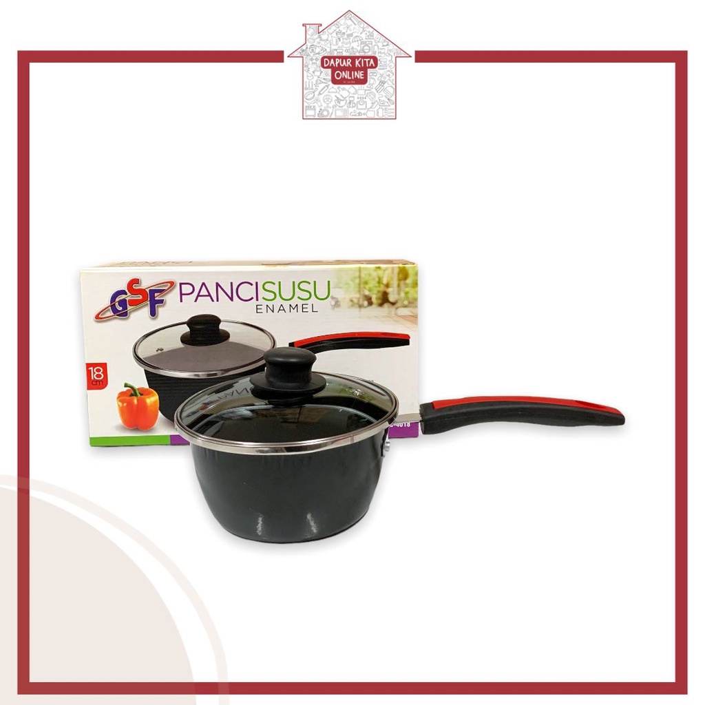 Panci Susu Enamel Tutup Kaca 20cm |  GSF 4018 Sauce pan GSF G-4018 | Panci Susu Sauce Pan Lapisan En