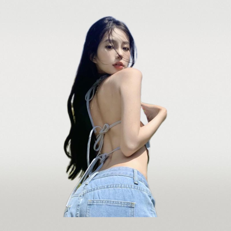 Suhao Eropa dan Amerika gadis panas desain kupu-kupu rasa niche halter kamisol wanita musim panas pakaian luar pendek seksi top
