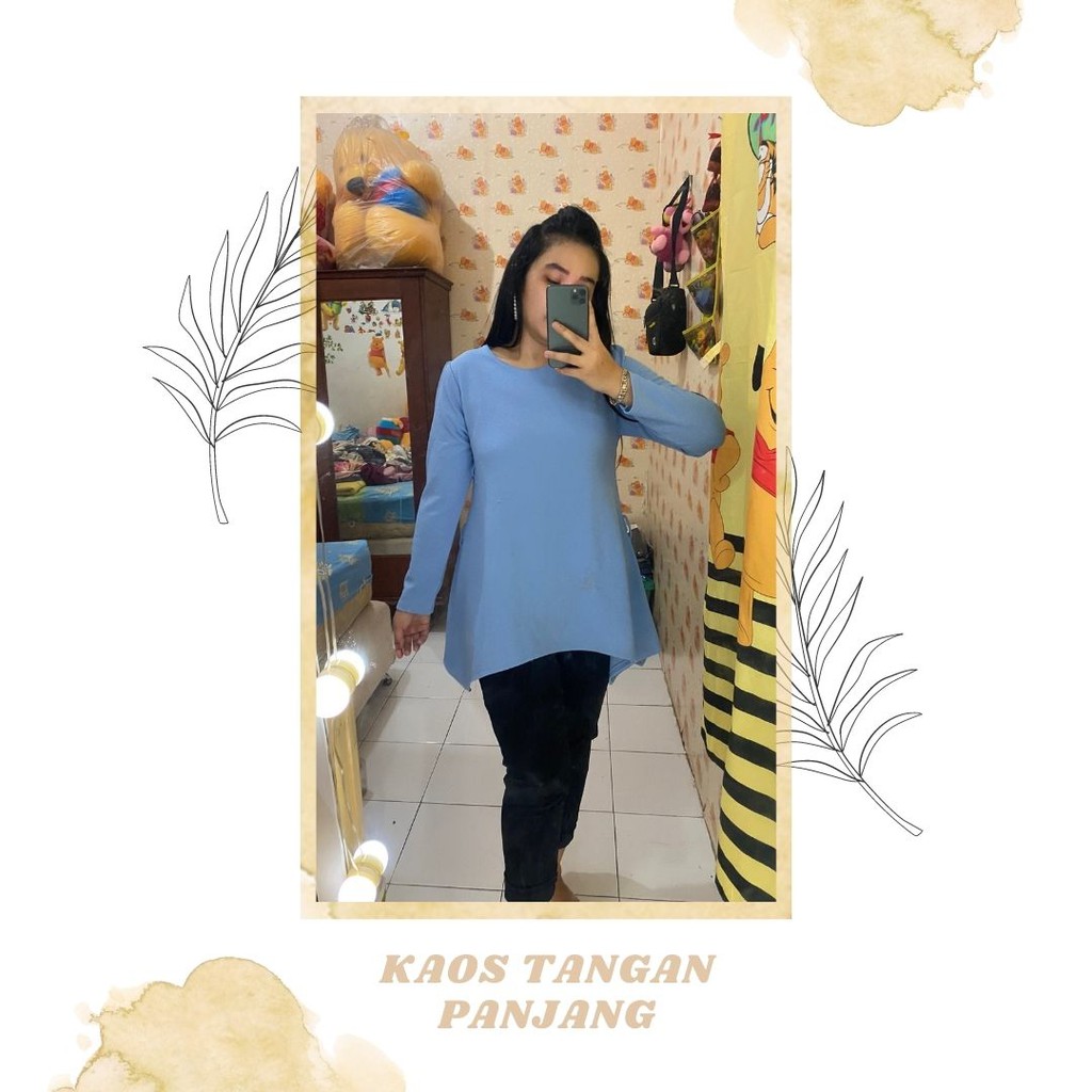 blouse biru model tunik