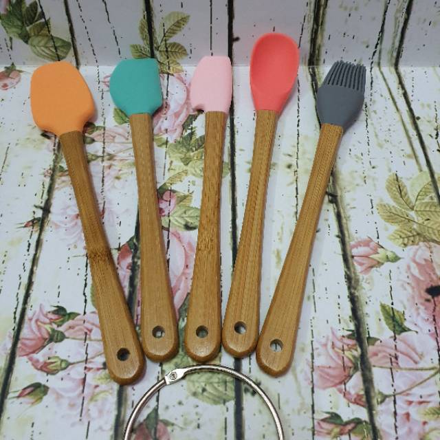 Colorful mini silicone utensil spatula set 5s