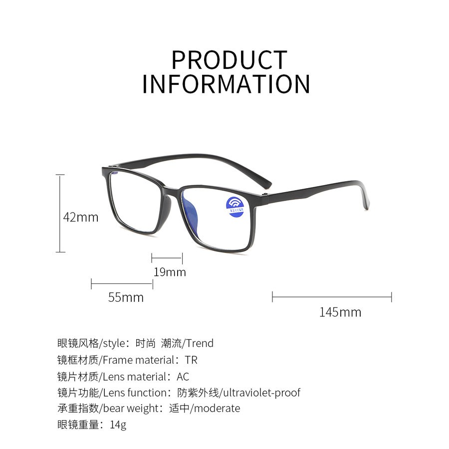 GS8 Trends Kacamata Anti Radiasi Ultraviolet Proof Anti Blue-Ray Glasses TZ06 Black