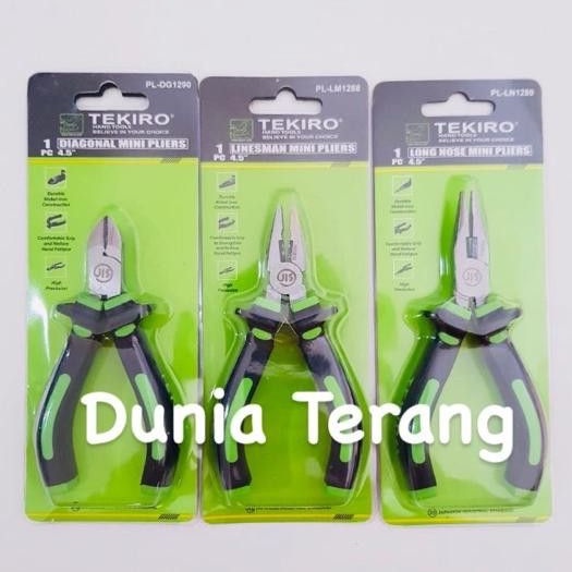 TEKIRO Tang Mini 4.5'' 4.5inch KOMBINASI LANCIP POTONG Gagang Karet - 1PCS