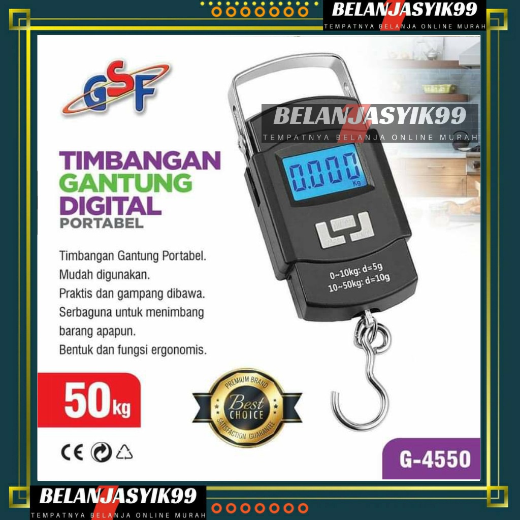 TIMBANGAN GANTUNG DIGITAL PORTABLE 50KG / TIMBANGAN GSF DIGITAL / TIMBANGAN GANTUNG GSF 50KG / TIMBANGAN GANTUNG DIGITAL / TIMBANGAN GANTUNG DIGITAL PORTABLE 50KG GSF 4550 / GSF G 4550 / GSF G-4550