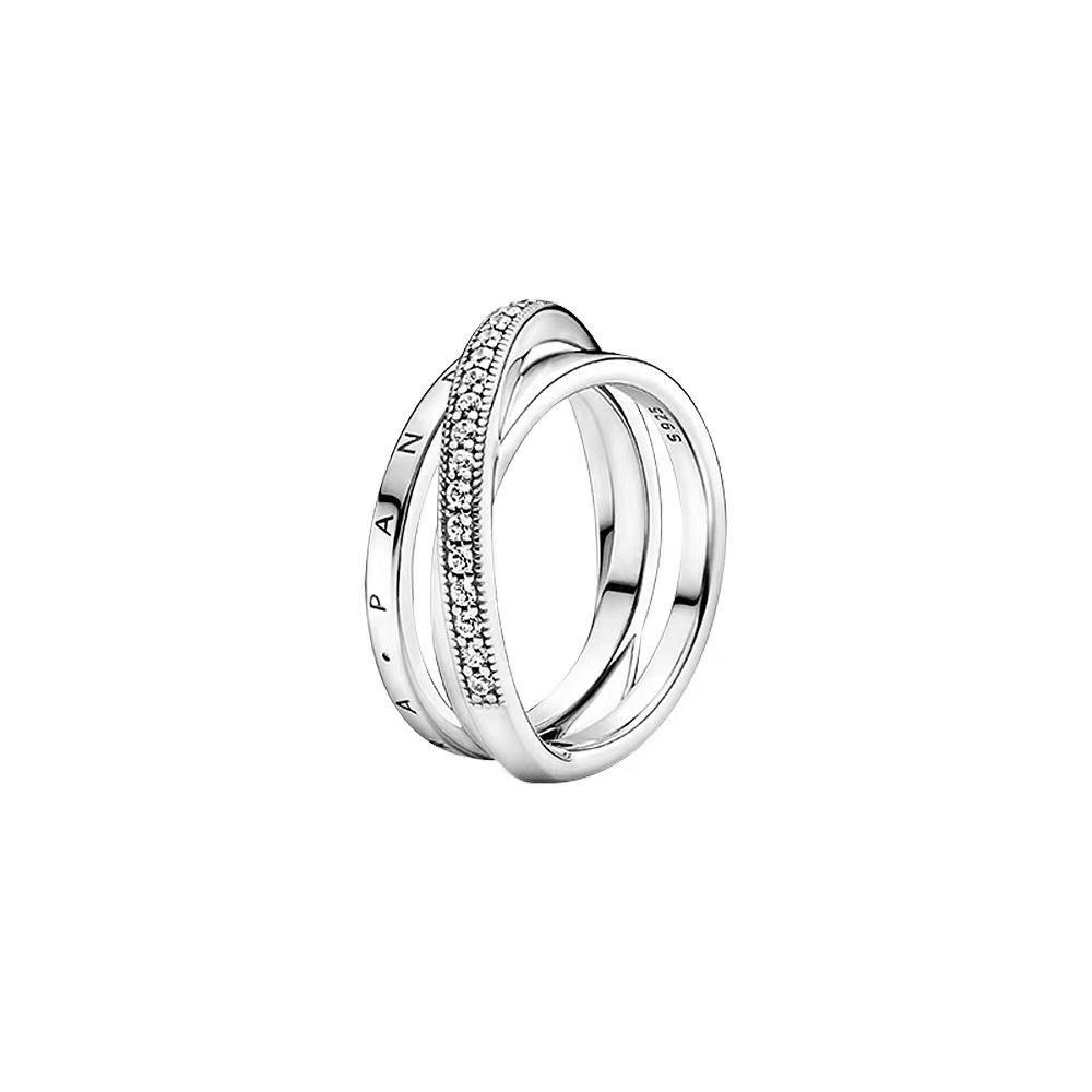 Pandora Cincin Rose Gold 18K Hias Berlian Cubic Zirconia Untuk Wanita