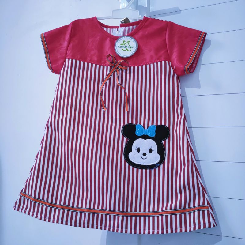 Dress Anak 2 3 Tahun cewek perempuan baju anak terbaru viral Fatonah Shop Strip Mouse