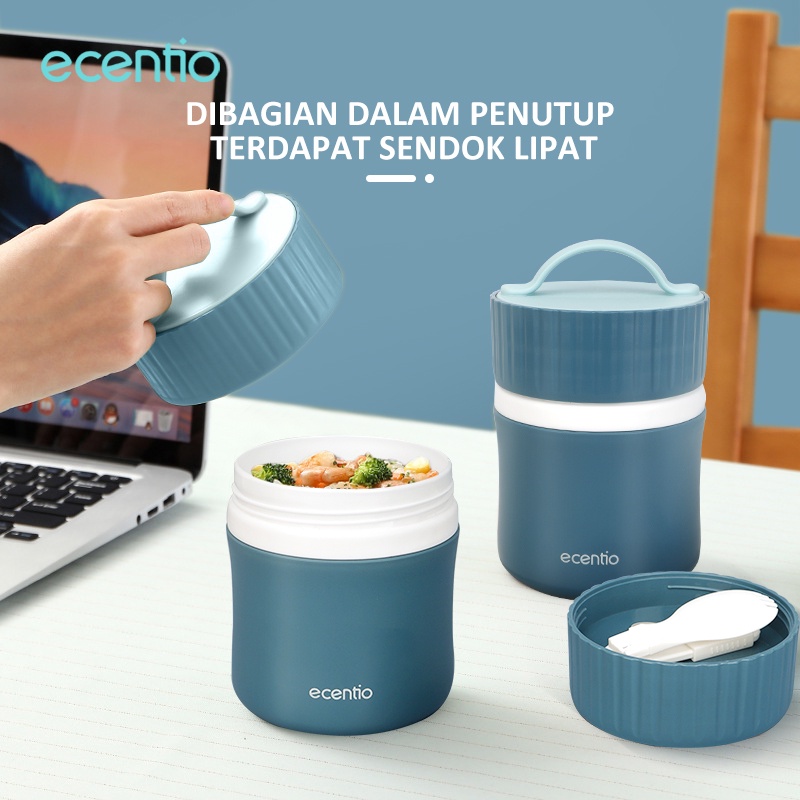 ecentio cangkir sup anti tumpah free sendok 480ml wadah sup portable mug mangkuk sup soup cup tahan panas BPA free