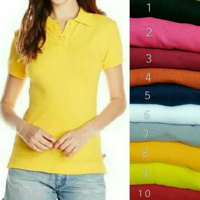 Polo shirt cewek kuning/ Kaos polo wanita/ Kaos seragam