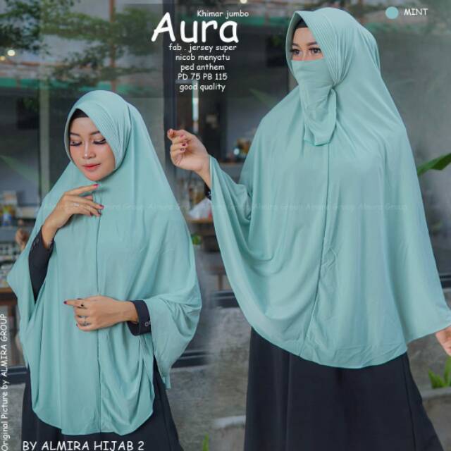ori almira hijab - khimar jumbo aura bahan jersey super ped anthem