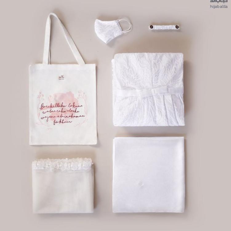 [OnV] BAJU GAMIS PUTIH PENGANTIN SYAR'I AKAD NIKAH BY HIJAB ALILA ( GAMIS SAF KAR DAN SET KOKO AKAD 