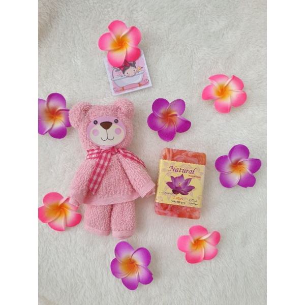 Paket Handuk beruang + Sabun bali aromaterapi 100gr, paket spa, ekonomis,murah,home spa,souvenir