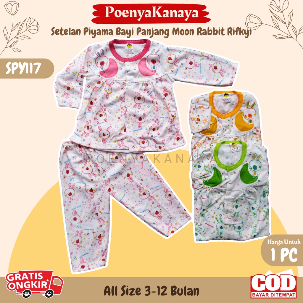 Setelan Baju Bayi Piyama Bayi Panjang MOON RABBIT Rifky Size 3-12 Bulan SPY117