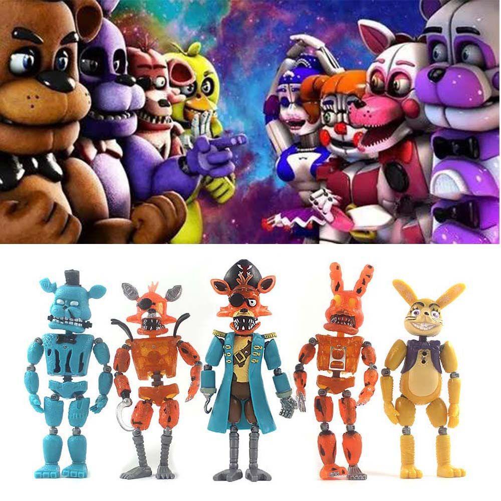 Lanfy Lima Malam Di Freddy's Pirate Edition PVC Hiasan Mobil Figure Mainan Bonnie Kutukan Dreadbear Kapten Freddy Bear Model Koleksi