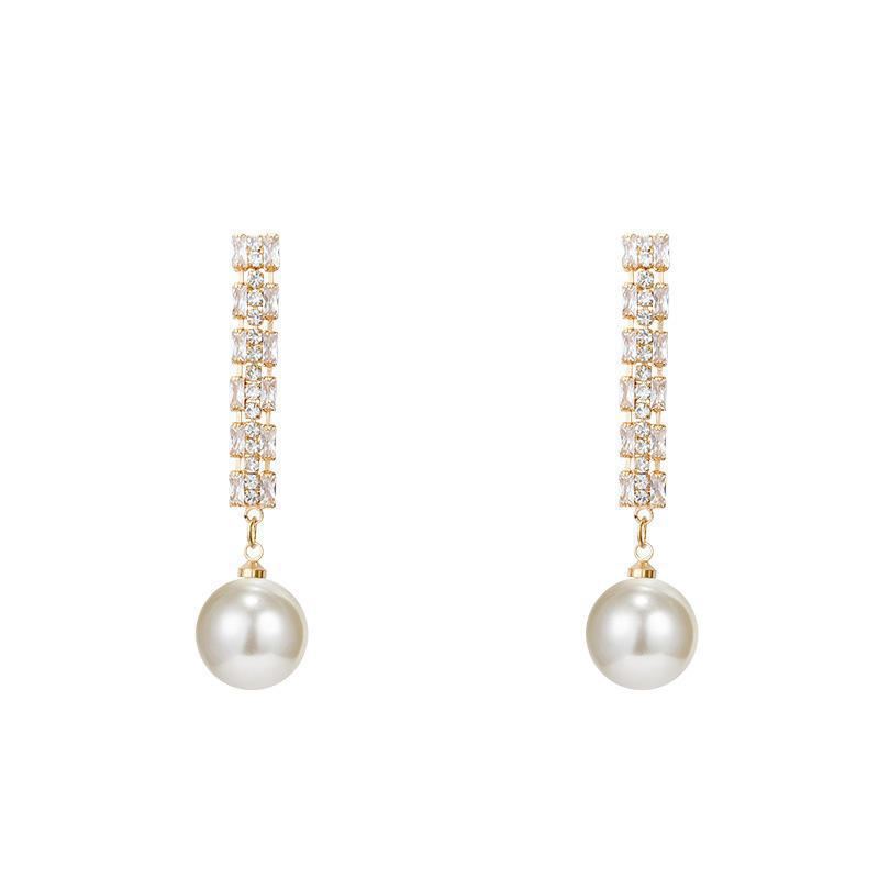 Mutiara Indah mikro bertatahkan 925 perak pin anting-anting all-match retro anting-anting anting-ant