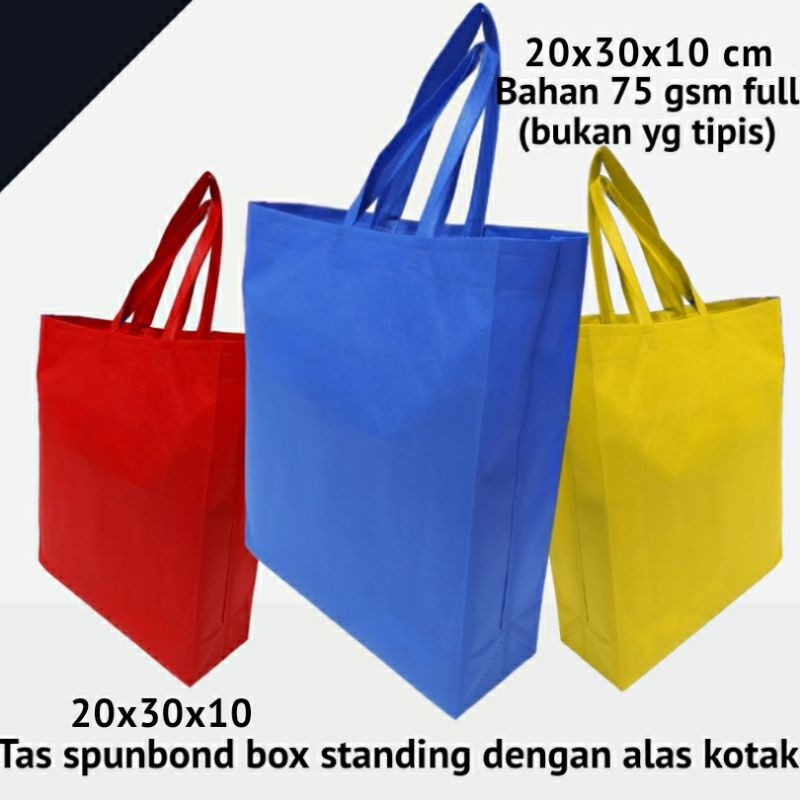

tas spunbond standing box 20x30x9 cm goodie bag kotak/tas belanja,tas souvenir,promosi,ultah,tas kain polos
