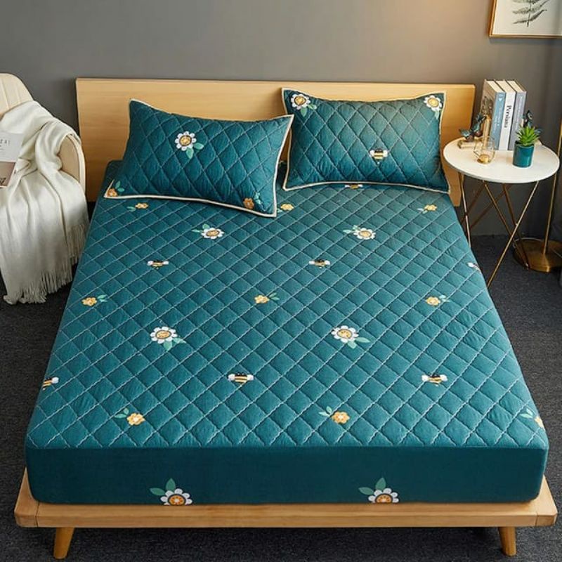 Sprei Sultan Waterproof anti ompol anti tahan air size 160×200 120×200 Seprei Adem full Karet-Wterprof dark tosca