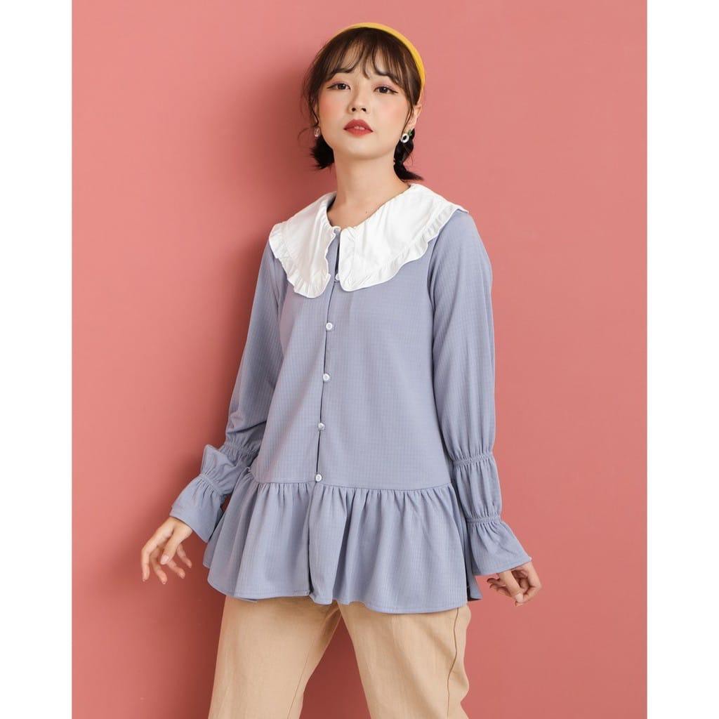 ilook | Nasea Basic Blouse Rempel Full Kancing Korean Syle