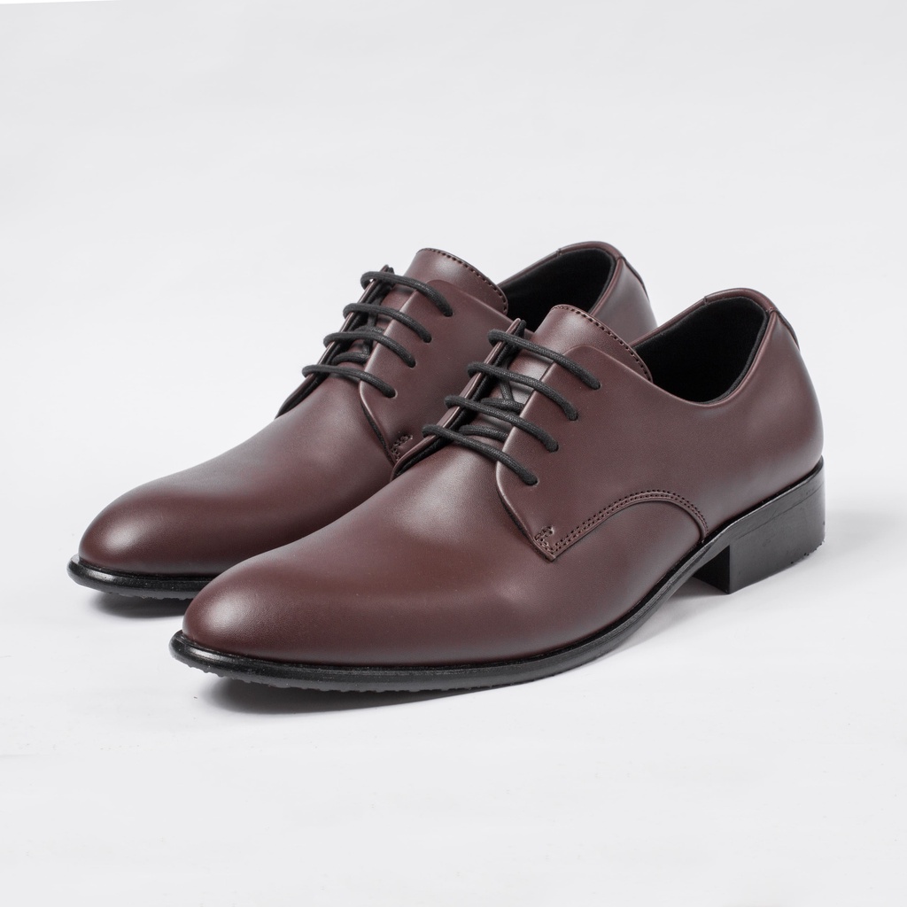 Derby Maroon - Sepatu Pantofel Pria Kulit Formal Kerja Kasual Oxford Pantopel Cowok Original