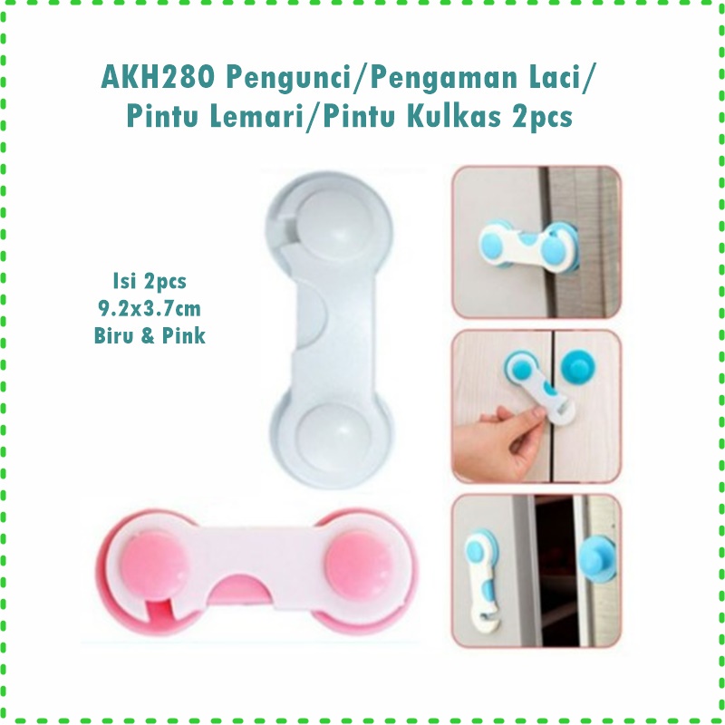 AKH280 Pengunci/Pengaman Laci/Pintu Lemari/Pintu Kulkas/Safe Lock 2pcs
