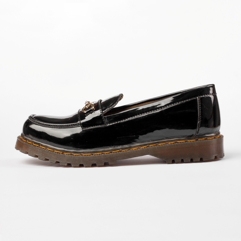 Nayra Black Oxford | Sepatu Loafers Tanpa Tali Wanita Casual Kerja Formal Kantor Original Laki | FORIND x Nazreal