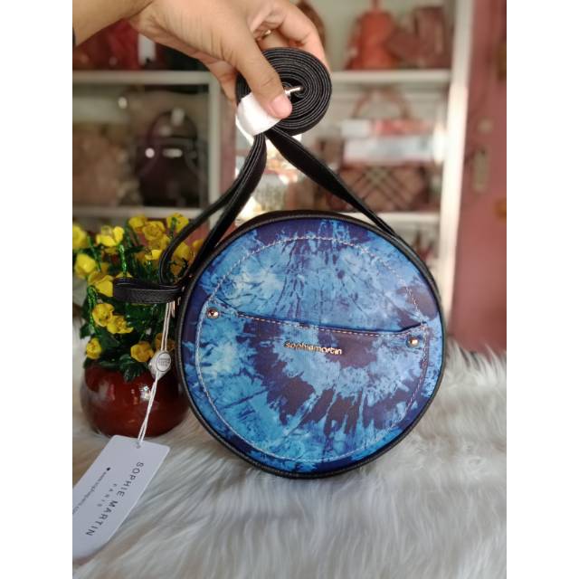 TAS WANITA BULAT SELEMPANG KULIT / CLARYSA PRINT / TAS SOPHIE MARTIN PARIS