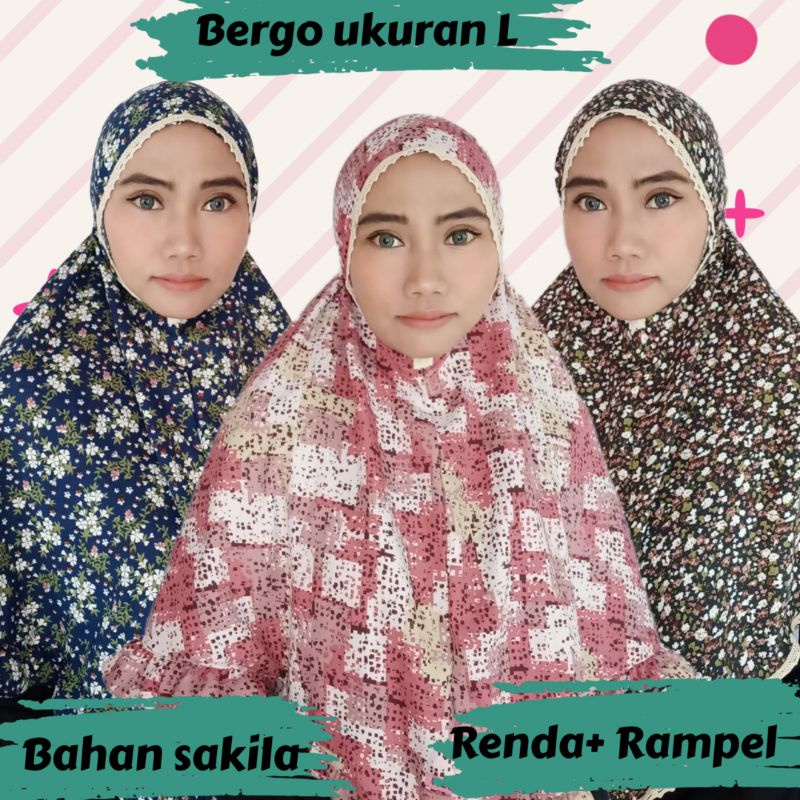 Hijab bergo motif - bergo rayon - bergo jumbo- bergo motif jumbo-bergo syari-bergo rayon motif bunga