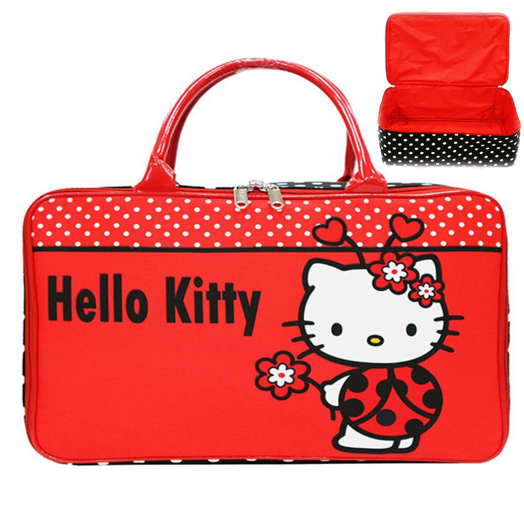 PROMO TERMURAH + FREE ONGKIR !!! Tas Travel Bag Kanvas JUMBO Hello Kitty Kepik