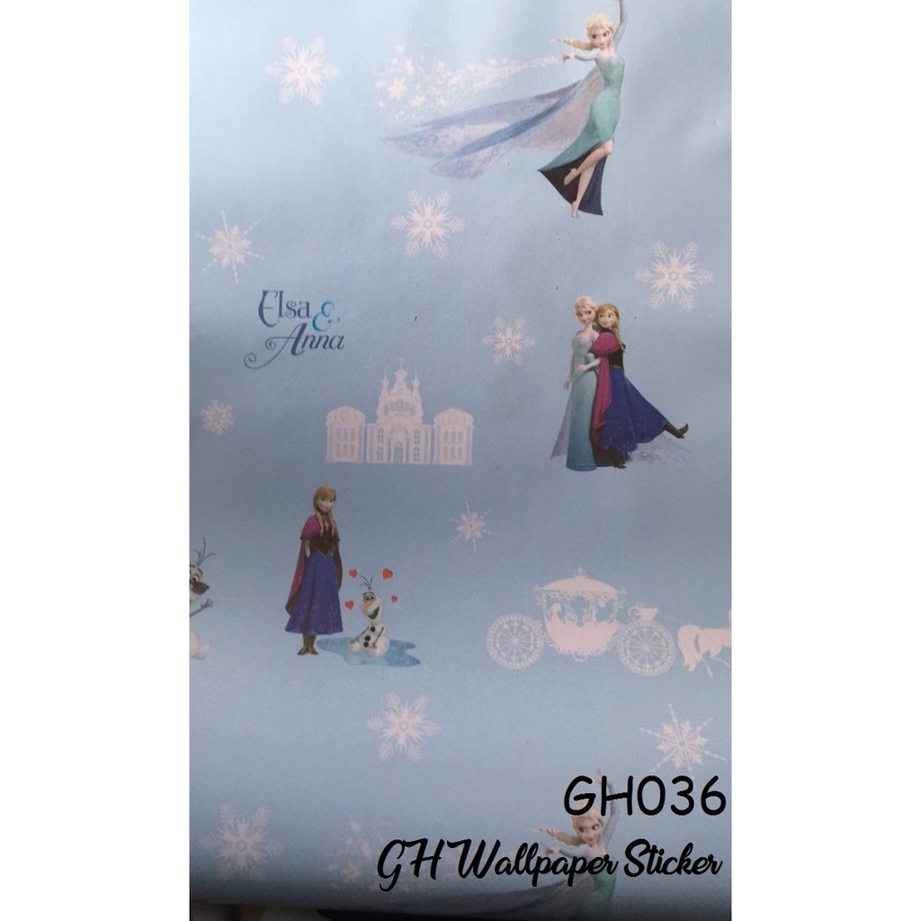 Wallpaper dinding 3d kamar tidur / Wallpaper dinding kamar anak wallstiker Karakter Frozen Biru Gh036 45cm x 9meter