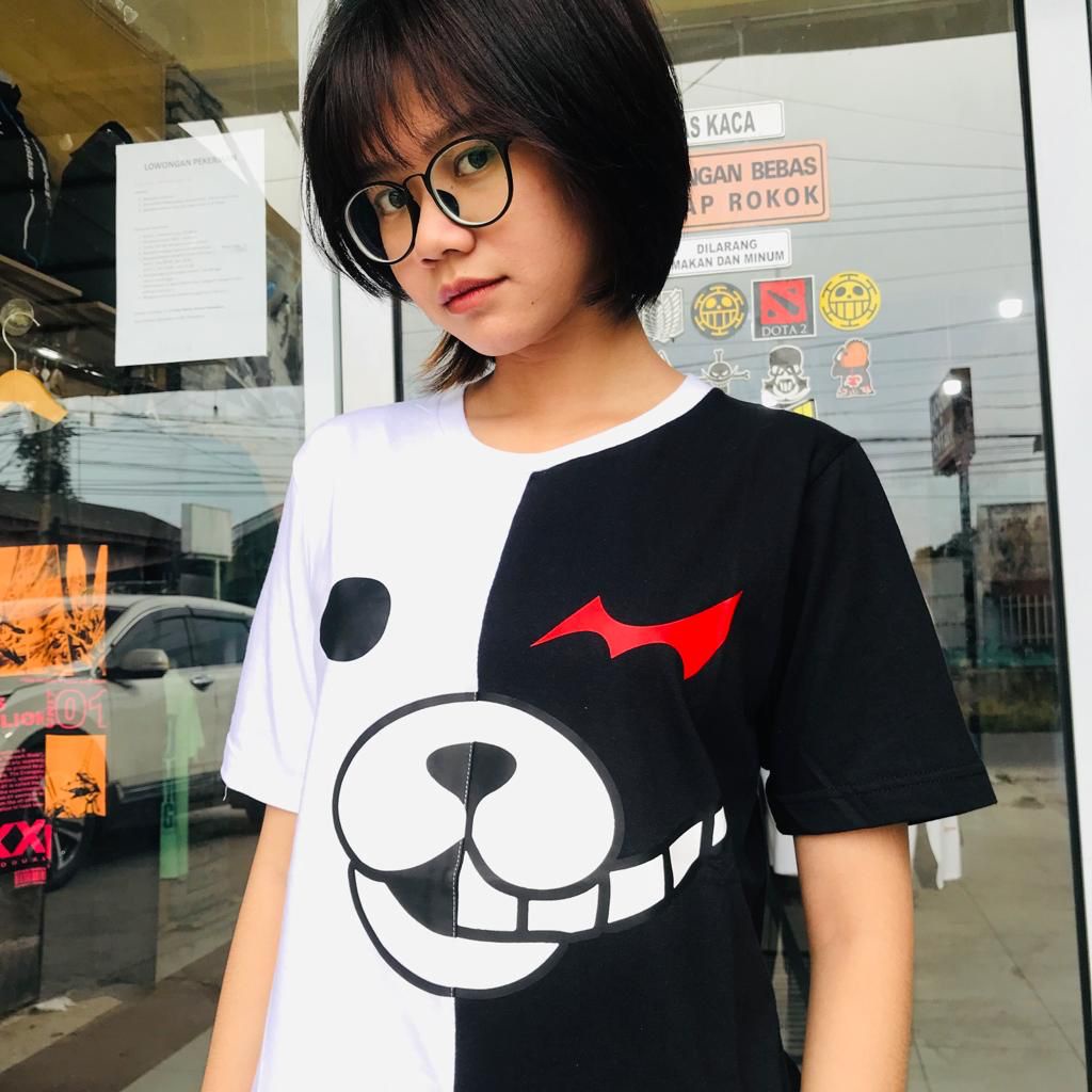 Kaos Anime Danganronpa Monokuma Black white Katun