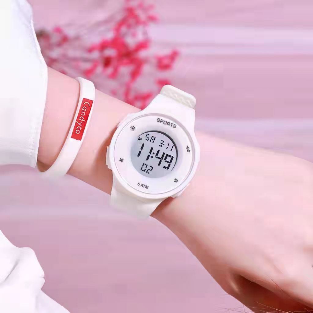 ☛TK☚ JT034 Jam Tangan Rubber Digital Sport Bulat Wanita Dan Pria Fashion Gaya Korea Import